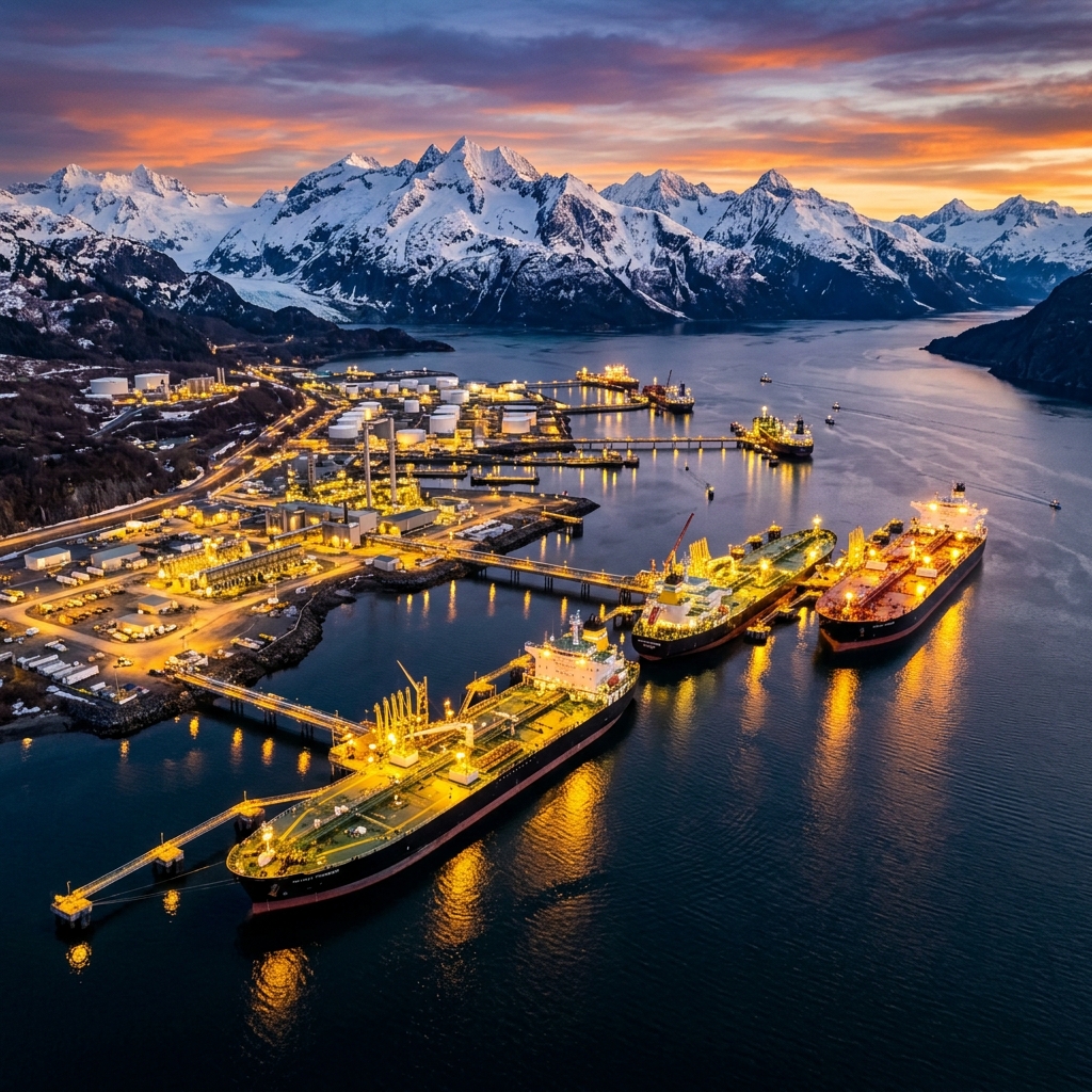 Valdez Marine Terminal Sunset